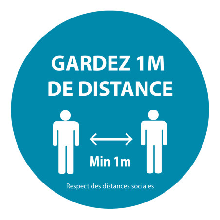 Marquage au sol adhésif - Gardez 1 m de distances - rond 300mm
