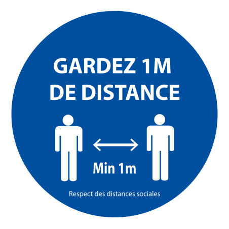 Marquage au sol adhésif - Gardez 1 m de distances - rond 300mm