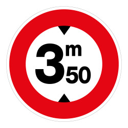 Panneau B12 Interdit aux véhicules 3,5 m Ø200 mm Vinyle
