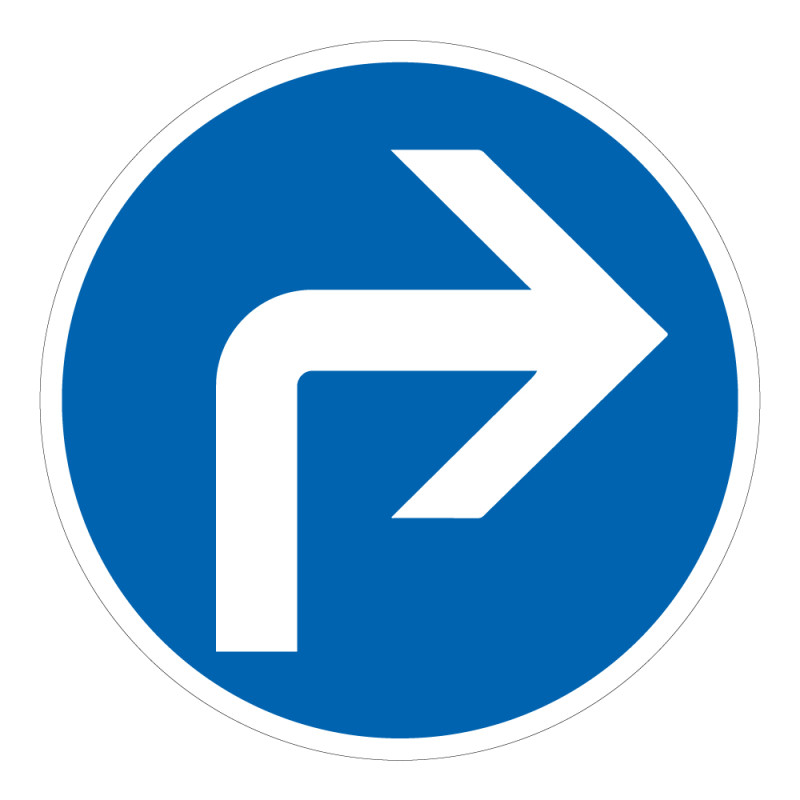 Panneau Obligation - Direction à droite - B21c2 - Aludibond 