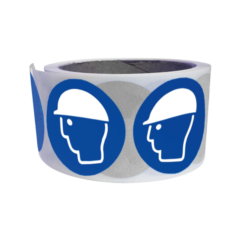Rouleau de 250 pictos - Casque protection obligatoire - M014