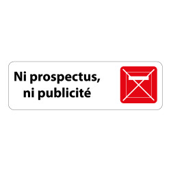 Panneau « Ni prospectus, ni publicité » adhésif | PVC/Alu