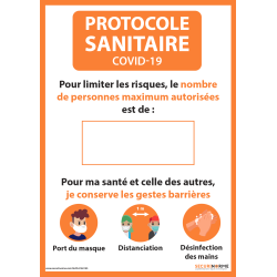 Affiche adhésive - Nombre de personnes maximum autorisées - A3 et A4 orange