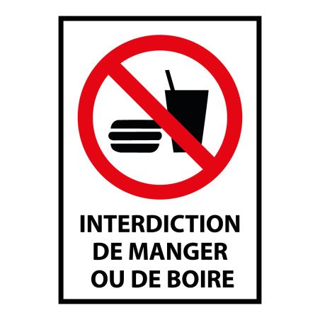 Panneau interdiction - Ne pas manger ou boire - P022 - ISO 7010