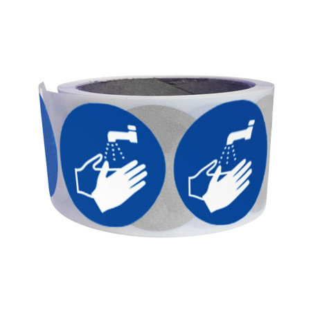 Rouleau de 250 pictos - Lavage mains obligatoire - M011 - ISO 7010