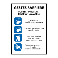 Panneau - Gestes Barrière consignes - Vinyle/PVC - A5/A4