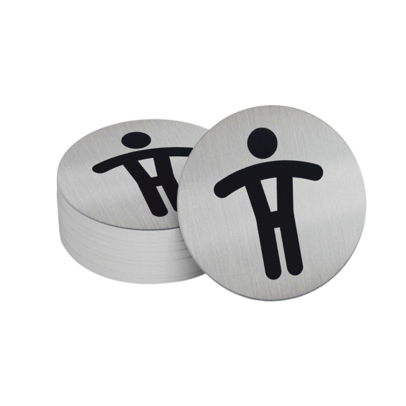 Panneau Toilettes Hommes Ø83 mm - Aluminium brossé adhésif