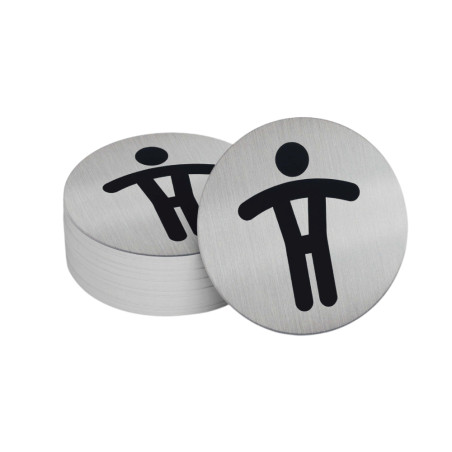 Panneau Toilettes Hommes Ø83 mm - Aluminium brossé adhésif