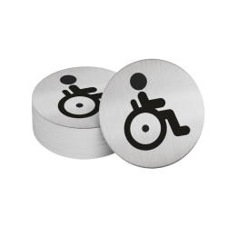 Pictogramme adhésif - Toilettes PMR - 83 mm - Acier inoxydable
