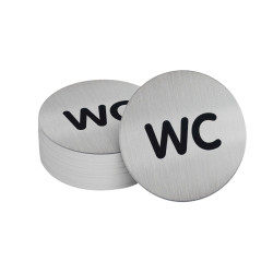 Pictogramme WC Ø83 mm - Alu brossé adhésif au dos