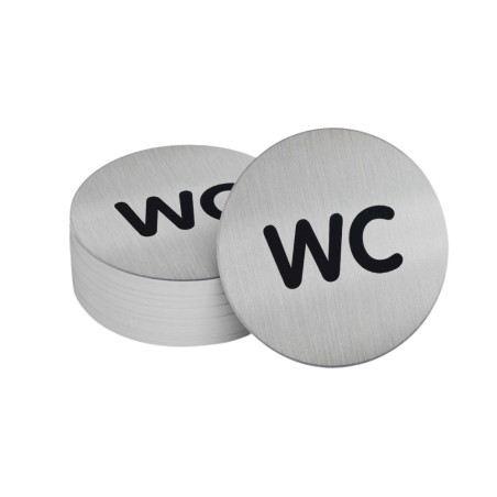 Pictogramme WC Ø83 mm - Alu brossé adhésif au dos