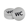 Pictogramme WC Ø83 mm - Alu brossé adhésif au dos