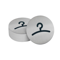 Pictogramme Vestiaire rond en aluminium brossé Ø83 mm