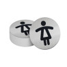 Pictogramme Toilettes Dames Ø83 mm - Alu brossé adhésif au dos