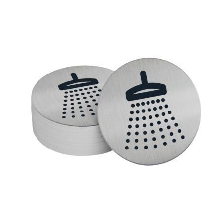 Panneau d'information - Pictogramme Douche - 83 mm - Acier brossé