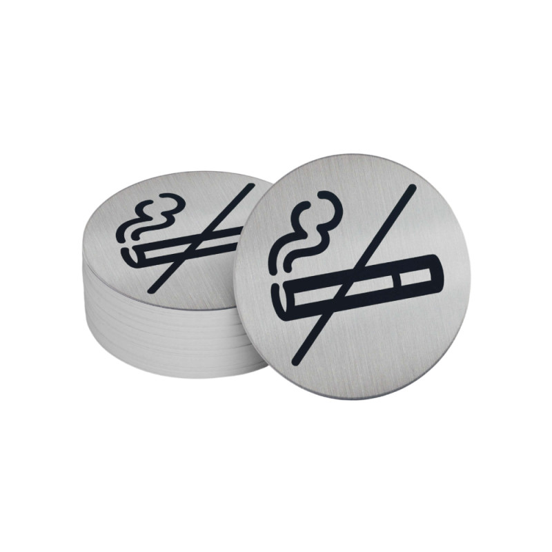 Signalétique d'interdiction Zone non fumeur - Ø83 mm - Acier brossé