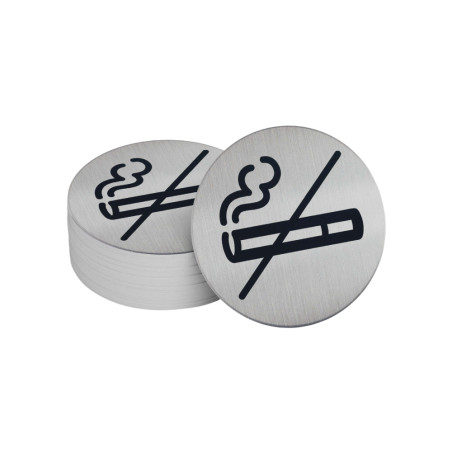 Signalétique d'interdiction Zone non fumeur - Ø83 mm - Acier brossé