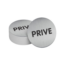 Pictogramme - Privé - Diamètre 83 mm - Acier brossé inoxydable