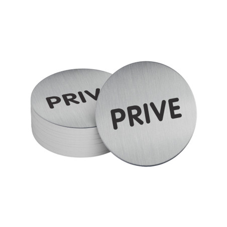 Pictogramme - Privé - Diamètre 83 mm - Acier brossé inoxydable