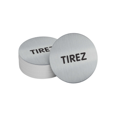 Panneau d'information - Tirez - Diam 83 mm - Acier inoxydable