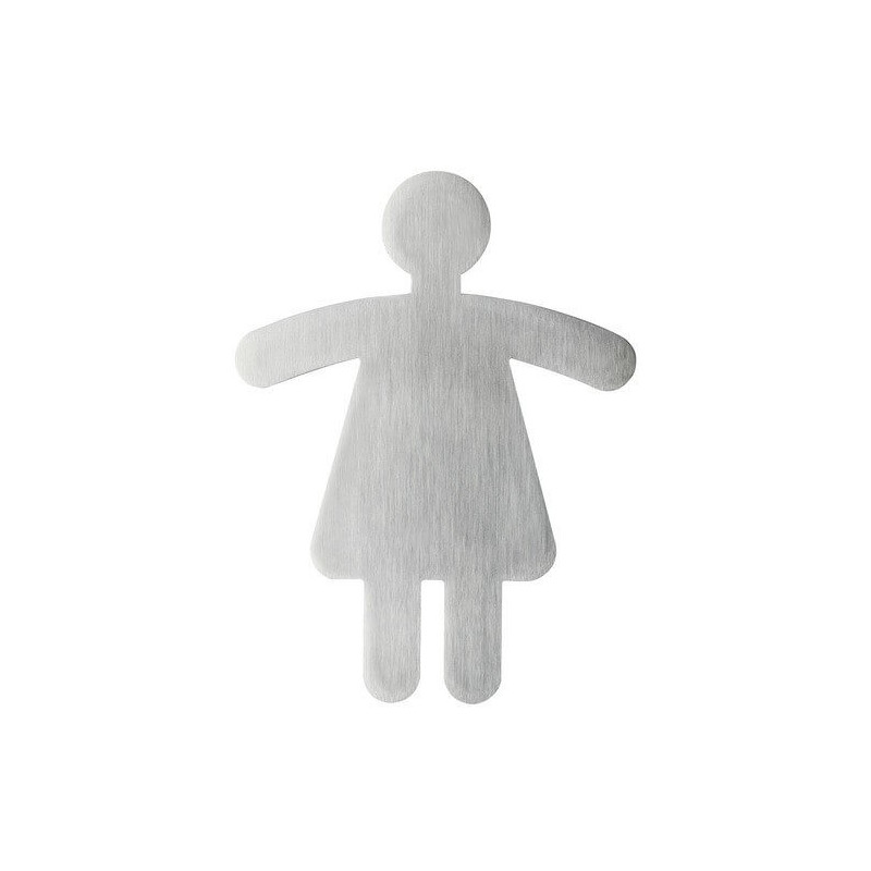 Signalétique WC Femme - 90 x 120 mm - Acier brossé inoxydable