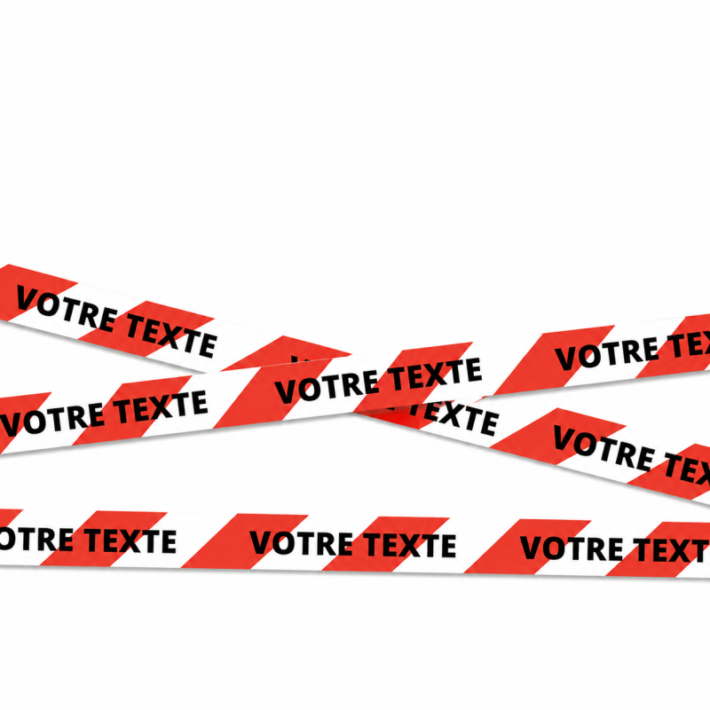 Rubalise de balisage personnalisable avec votre texte - 100 m