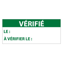 Étiquettes remplissables - VÉRIFIÉ LE - 38x16 mm - 350 ex