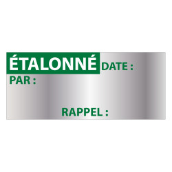 Étiquettes inspection aluminium "Étalonné" résistantes 350 ex