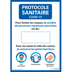 Affiche adhésive - Nombre de personnes maximum autorisées - A3 et A4 - version bleue