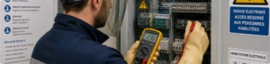 Intervention sur une armoire électrique par un professionnel habilité - Securinorme