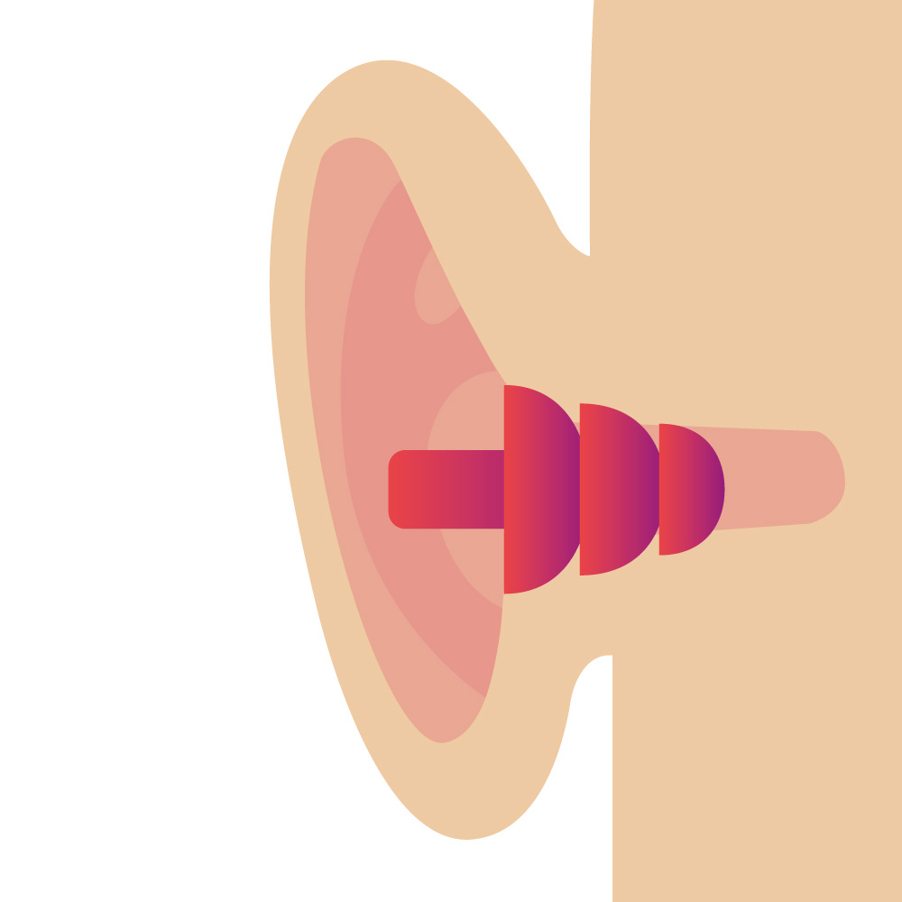 Image montrant comment vérifier si le bouchon d'oreilles réutilisable est placé correctement dans le canal auditif